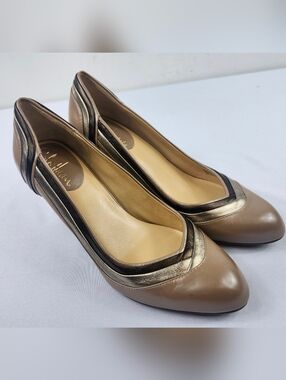 Cole Haan Womens 7.5 B Taupe Leather Pointed Toe High Heels